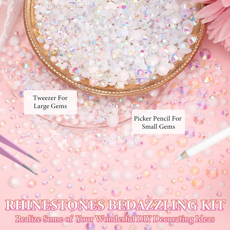 Cynailli 15000 Pcs White Resin Rhinestones for Crafts, Flatback Resin Rhinestones for Bedazzling Gems 2/3/4/5/6mm Flatback Gems Jewels for DIY Mugs Tumblers Bottles Clothing Shoes Nail Art - Image 4